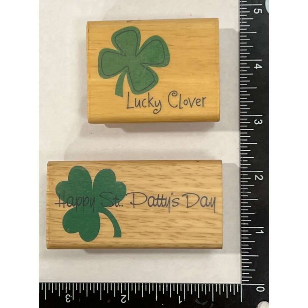 HTF DESIGNS Lucky Clover & St. Pattys Day Rubber Stamp Set Irish Canadian Maple